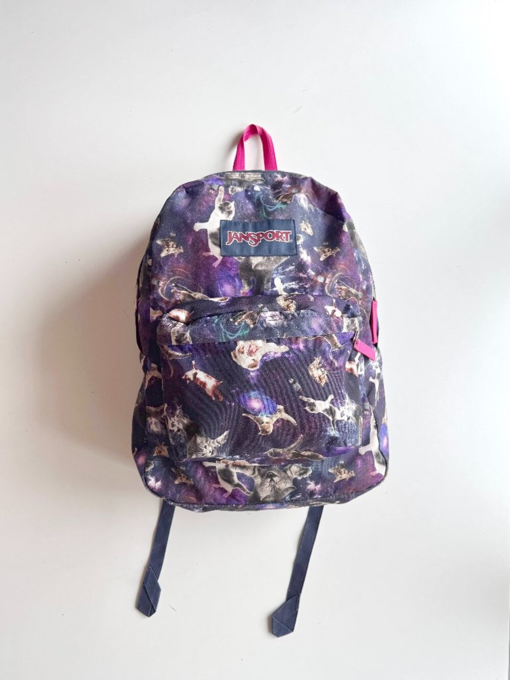 JANSPORT Superbreak Astro Kitty Space Cat Dog Print Canvas Backpack